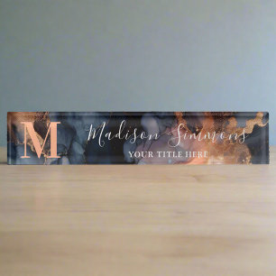 Porte-nom Pour Bureau Aquarelle marbre bureau professionnel