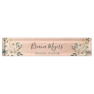 Porte-nom Pour Bureau Aquarelle Moderne Brosse À Brush Hydrangeas Busine