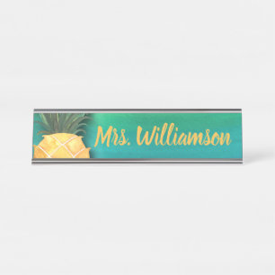 Porte-nom Pour Bureau Aquarelle professionnelle d'ananas d'éducateur de