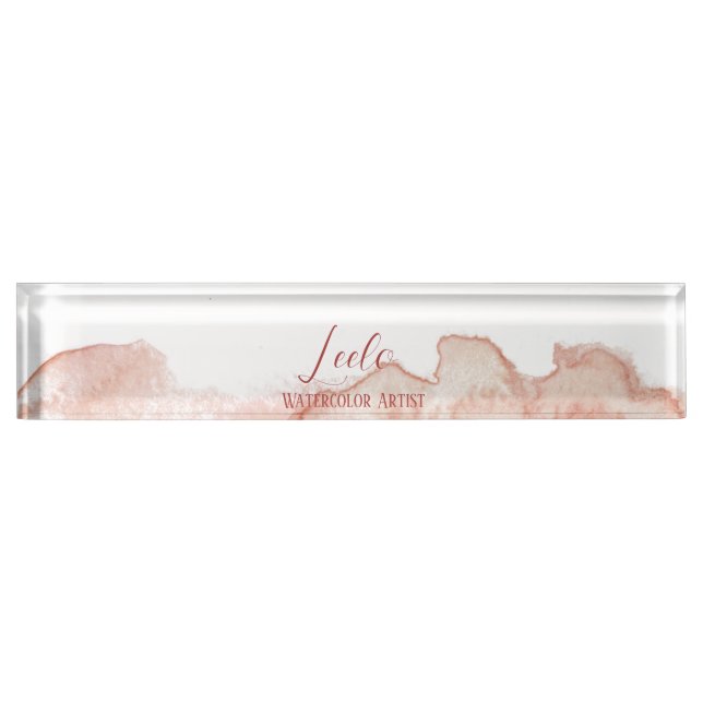 Porte-nom Pour Bureau Aquarelle rose personnalisée (Devant)