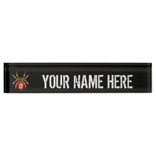 Porte-nom Pour Bureau Araignée en vapeur noire