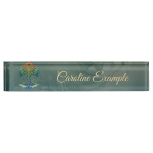 Porte-nom Pour Bureau Arbre de Vie Aube Changeante