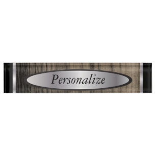 Porte-nom Pour Bureau Argent et bois dénommés masculins