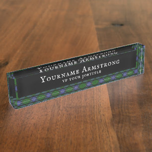 Porte-nom Pour Bureau Armstrong Scottish Clan Tartan Plaid Motif