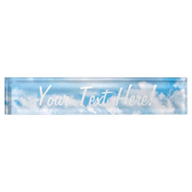 Porte-nom Pour Bureau Arrière - plan Festive Happy Sunny Nuages (Devant)