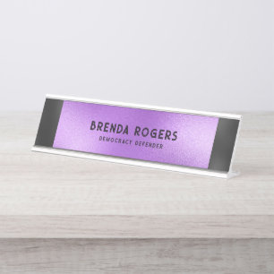 Porte-nom Pour Bureau Arrière - plan irisé violet accent noir