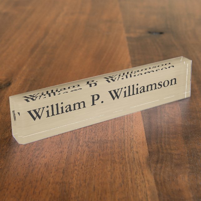 Porte-nom Pour Bureau Arrière - plan personnalisable d'or (Taille)