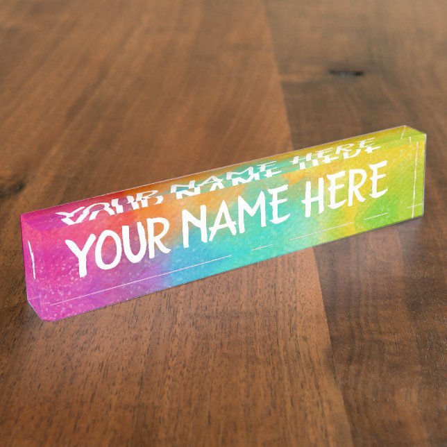 Porte-nom Pour Bureau Arrière - plan Rainbow - Customisez votre propre n (Taille)