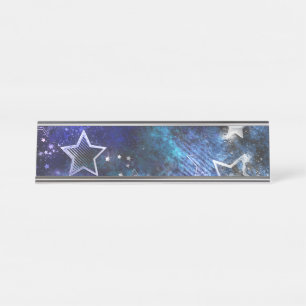 Porte-nom Pour Bureau Arrière - plan spatial avec étoiles