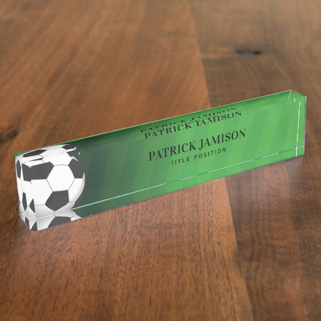 Porte-nom Pour Bureau Arrière - plan vert de football (Taille)