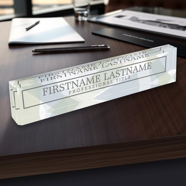 Porte-nom Pour Bureau Art moderne Abstrait avec nom et titre professionn (Personalized Name Plate - Custom Executive Desk Plate with Name and Professional Title)