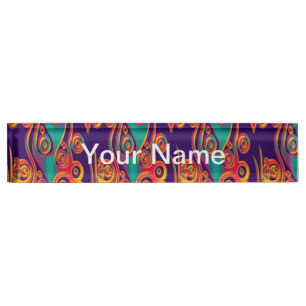 Porte-nom Pour Bureau Art Motif tatouage - flammes & cercles
