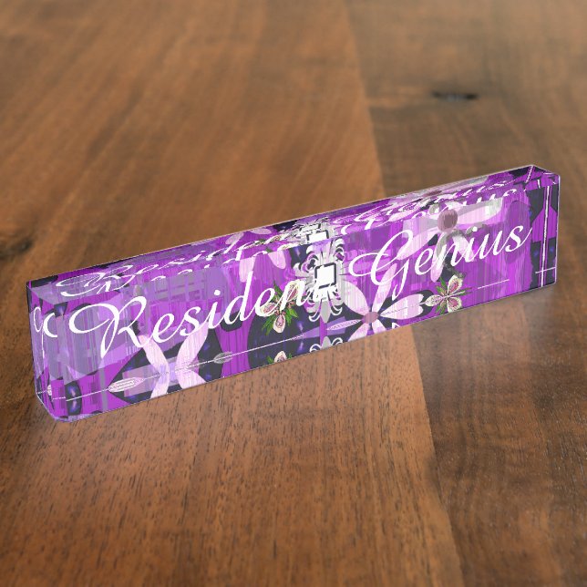 Porte-nom Pour Bureau Art rose et pourpre de fleur (Taille)