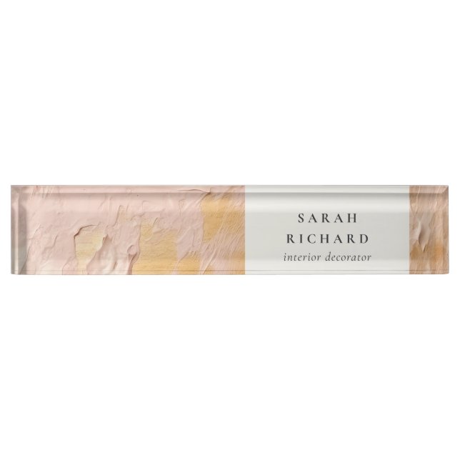 Porte-nom Pour Bureau Artisan classique Bush Pink Gold Paint Business (Devant)