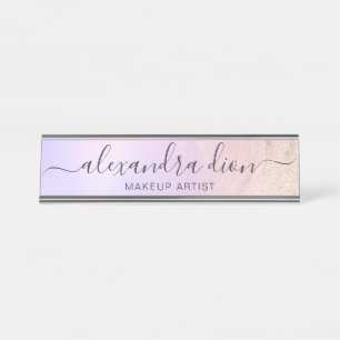Porte-nom Pour Bureau Artiste de maquillage en marbre parties scintillan