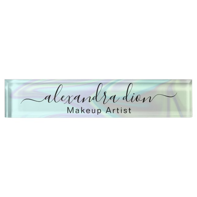 Porte-nom Pour Bureau Artiste de maquillage holographique moderne et élé (Devant)