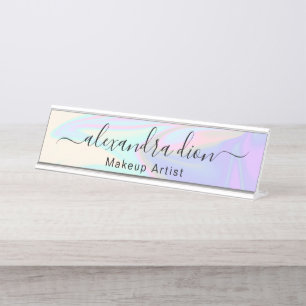 Porte-nom Pour Bureau Artiste de maquillage holographique moderne et élé