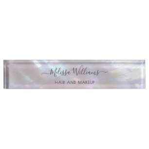 Porte-nom Pour Bureau Artiste en Maquillage Holographique