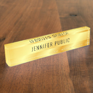 Porte-nom Pour Bureau Aspect métallique Faux Gold personnalisé