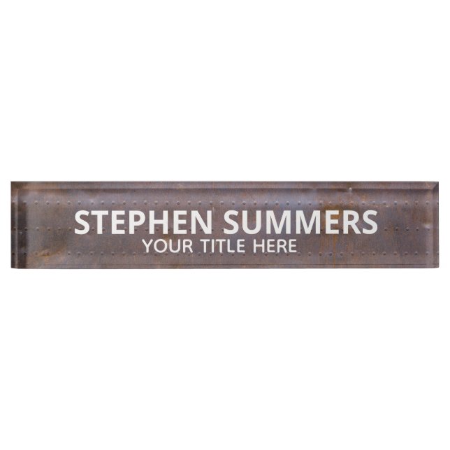 Porte-nom Pour Bureau Aspect métallique industriel Texture (Devant)