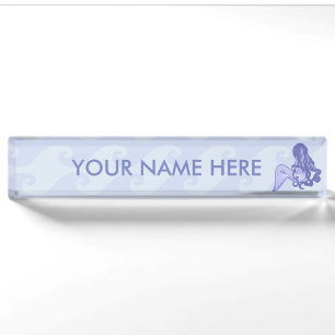 Porte-nom Pour Bureau Assis Mermaid bleu