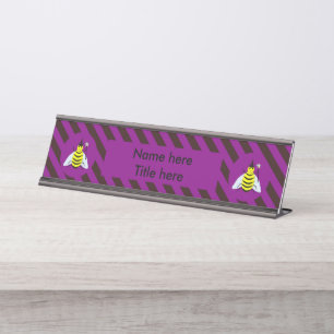Porte-nom Pour Bureau Assistant Abeille magique d'Halloween Purple et ba