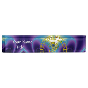 Porte-nom Pour Bureau ASTRAL HORUS OEIL, BLUE TALISMAN Astrologie Graphi