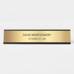 Porte-nom Pour Bureau Avocat minimaliste en or avec typographie noire