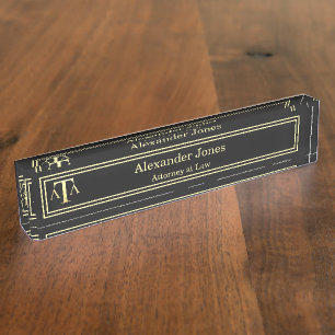 Porte-nom Pour Bureau Avocat Noir Moderne