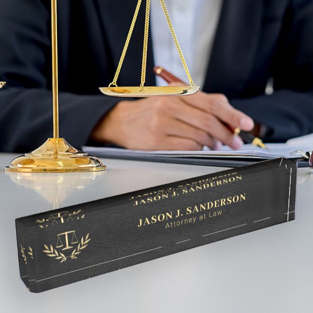 Porte-nom Pour Bureau Avocat professionnel avocat justice échelle noir (Créateur téléchargé)