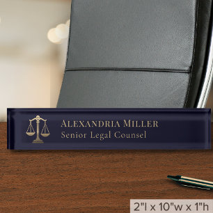 Porte-nom Pour Bureau Avocat professionnel bleu marine