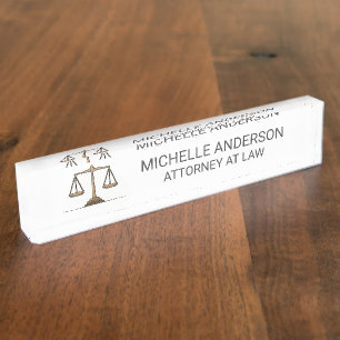 Porte-nom Pour Bureau Avocat professionnel noir et blanc
