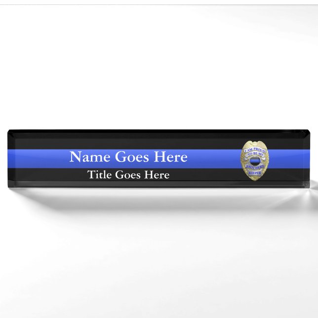Porte-nom Pour Bureau Badge de police des frères gardiens (Devant)