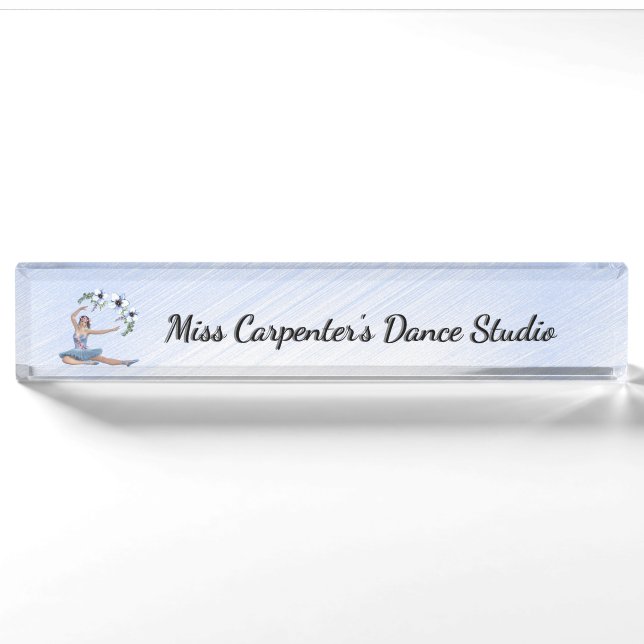 Porte-nom Pour Bureau Ballerina en bleu Nom personnel (Devant)