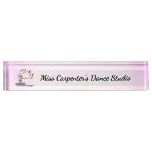 Porte-nom Pour Bureau Ballerine en bleu rose personnel