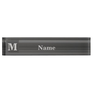Porte-nom Pour Bureau Bandes de charbon de monogramme