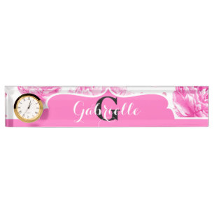 Porte-nom Pour Bureau Bandes horizontales noires et blanches Aquarelle F