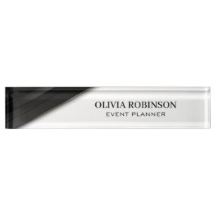 Porte-nom Pour Bureau Bandes noires Lignes minces or