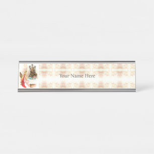 Porte-nom Pour Bureau Beauté En Rose Et La Bête