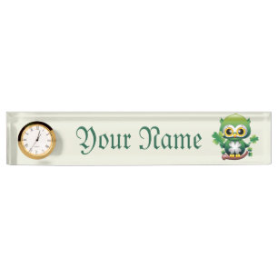Porte-nom Pour Bureau Bébé Hibou Mignon St Patrick Dessin Animé