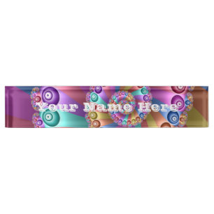 Porte-nom Pour Bureau Belles couleurs arc-en-ciel Texte d'art fractal Ab
