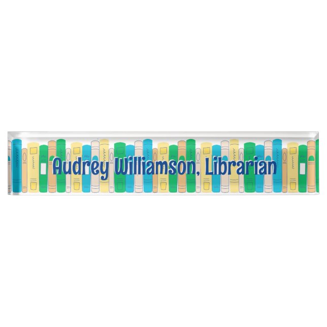 Porte-nom Pour Bureau Bibliothécaire de livres mignons (Devant)