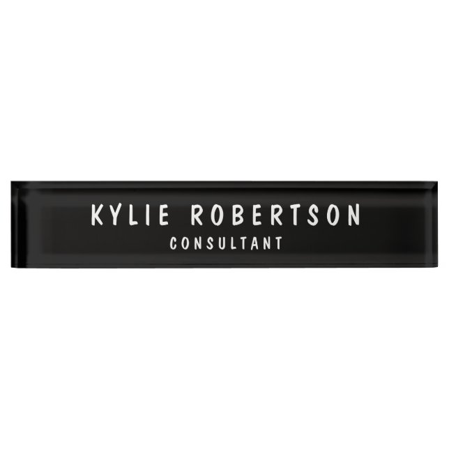 Porte-nom Pour Bureau Black Legible Professional tendance moderne (Devant)