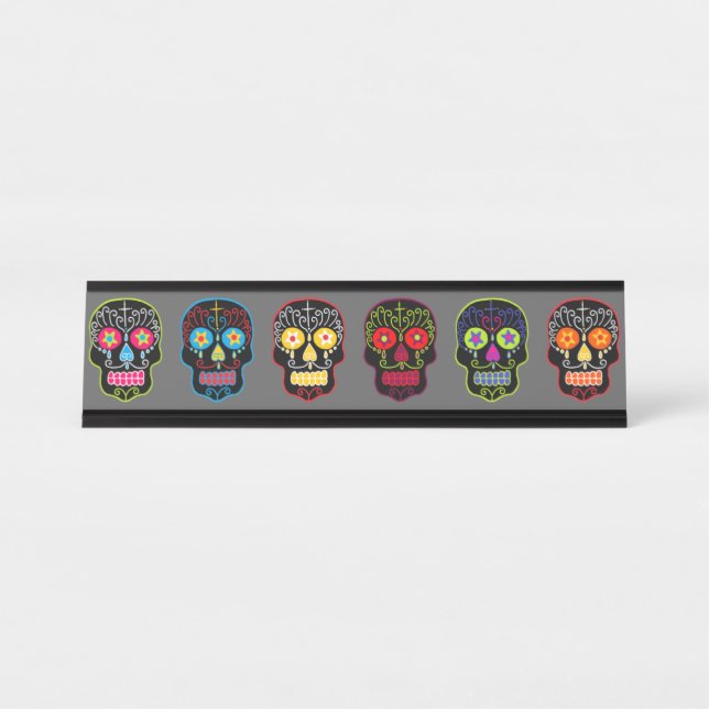 Porte-nom Pour Bureau Black Sugar Skulls (Devant)