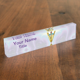 Porte-nom Pour Bureau Blanc VÉTÉRINAIRE de /Teal de SYMBOLE de CADUCÉE