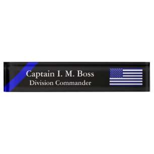 Porte-nom Pour Bureau Bleu de part en part - Blue Line mince diminuent