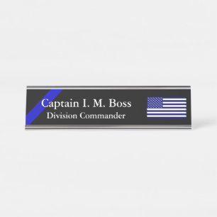 Porte-nom Pour Bureau Bleu de part en part - Blue Line mince diminuent