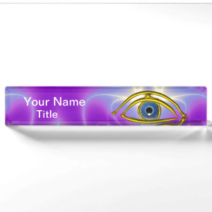 Porte-nom Pour Bureau BLEU OYE Docteur, Ophtalmique, Symbole oculiste, V