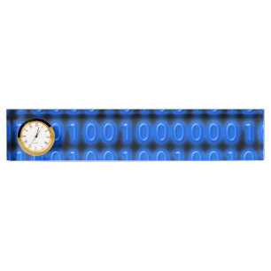Porte-nom Pour Bureau Bleu sur le code binaire noir