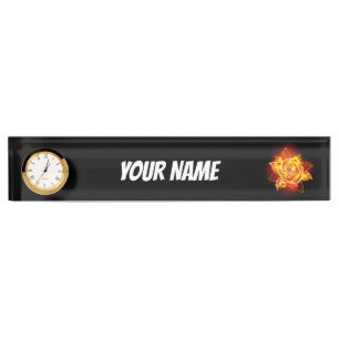 Porte-nom Pour Bureau Blooming Fire Rose